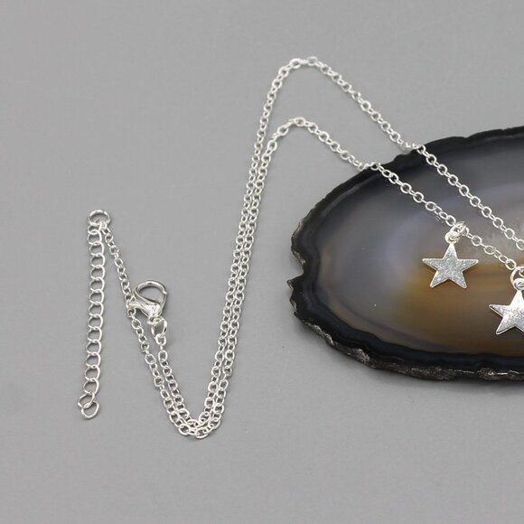 Jewelry necklace sky celestial moon stars silver tone dainty minimalist new - Picture 4 of 7